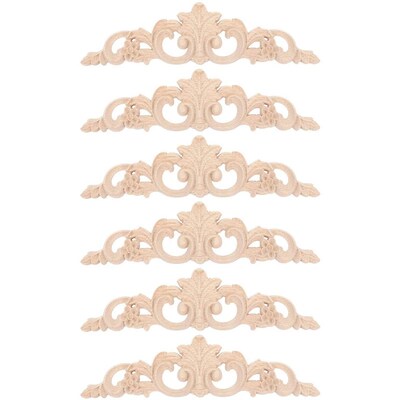 6Pcs Onlay Wood Mouldings Wood Applique Wood Decal Carved Un