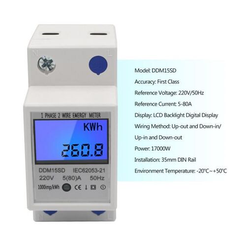 Singles Phase DIN-Rail Energy Meter 5-80A 220 V 50Hz Electro