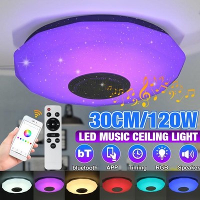120W RGB Dimmable LED Ceiling Lamp Home Lighting APP bluetoo