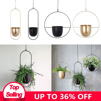 Iron Hanging Flower Pot Decorative Swinging Flower Basket Wa