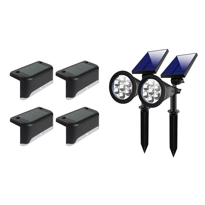 2 sets 7 led solar spotlights outdoor solar lights with 4pcs
