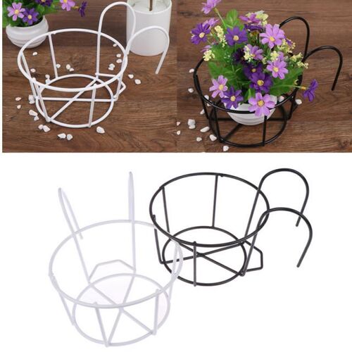 2Sizes Hanging Plant Iron Racks Balcony Round Flower Pot Rac