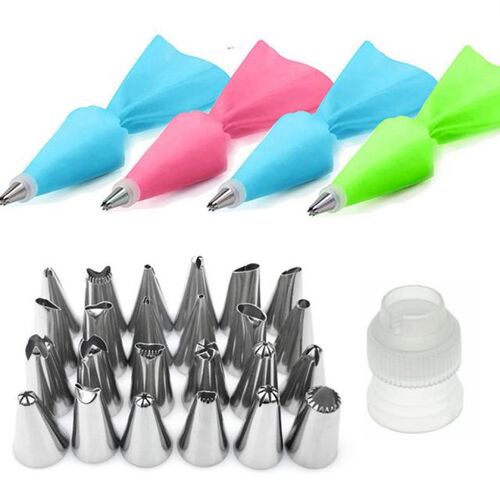 26pcs/set Silicone Pastry Bag Tips Icing Piping Nozzle Cream