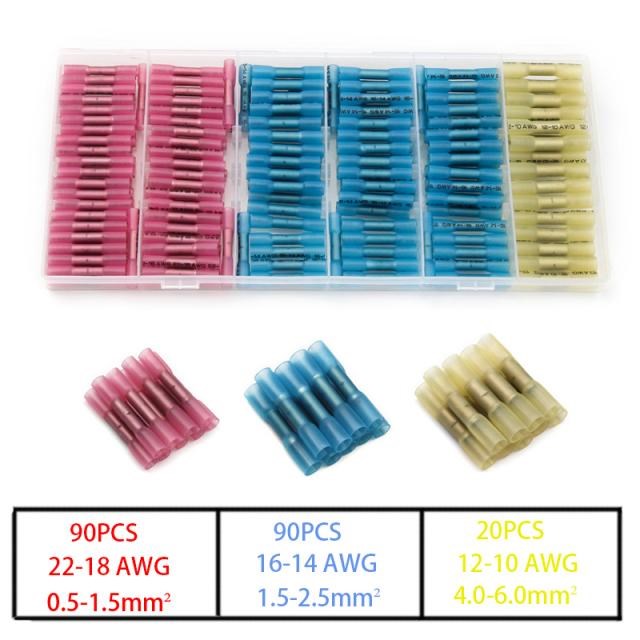 200/100PCS 3Sizes Waterproof Heat Shrink Butt Connectors Ele