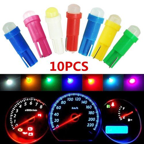 10PCS T5 5050 1SMD Dashboard Warning Indicator Instrument Ga