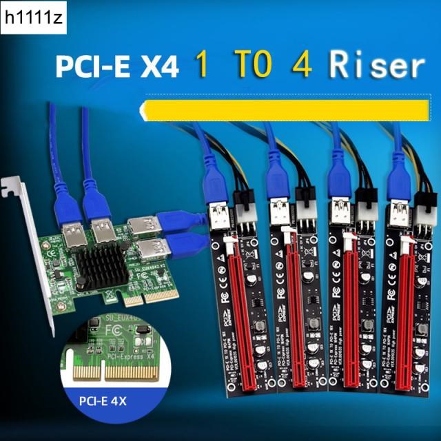 PCI-E Riser 1 to 4 USB 3.0 Card Hub PCI Express X16 Riser Ad