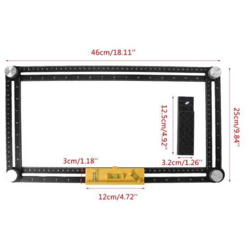 Multi Angle Measuring Ruler 4-side Alloy Angle Finder Templ