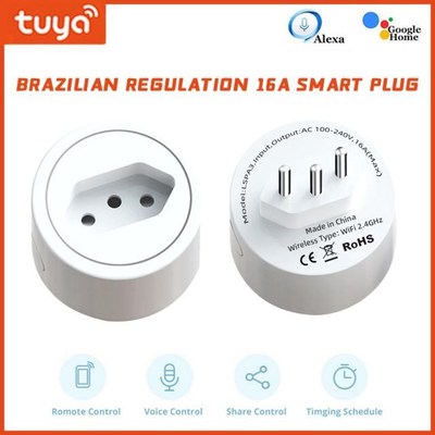 Brazil 16A Tuya Wifi Smart Socket Plug With Timer Power Moni