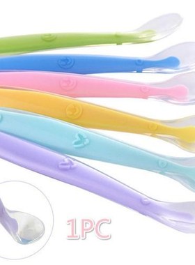 1Pc Soft Silicone Baby Feeding Spoons Infant Weaning Soup La