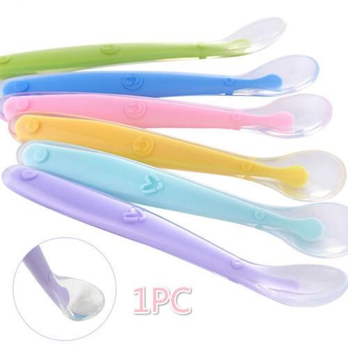 1Pc Soft Silicone Baby Feeding Spoons Infant Weaning Soup La