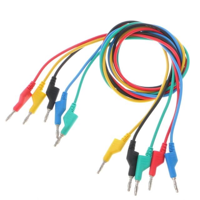 5 Colors 5 Pcs 4mm Dual Banana Plug Smooth Silicone Lead Tes