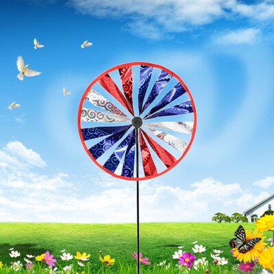 American Flag Windmill Colorful Wind Spinner Pinwheels Garde