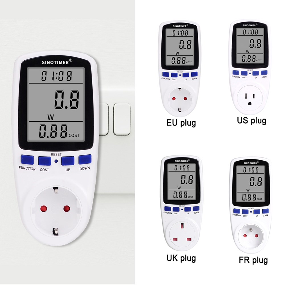 EU/US/FR/UK Plug AC Power Meters 230v Digital Voltage Wattme