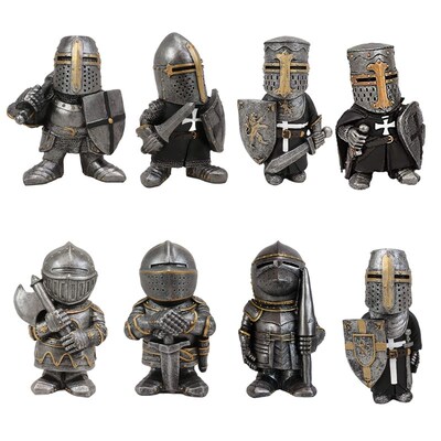 Knight Gnomes Guard Garden Statues Resin Sculpture Ornament