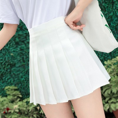 Pleated Skirt Student 2021 Spring Summer Preppy White Black