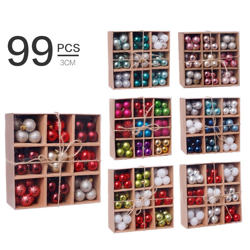 99pcs Christmas Ball Gift Box Set 3cm Colorful Christmas Nav