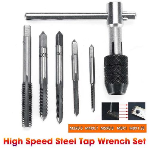 Adjustable 3-8mm T-Handle Ratchet Tap Wrench with M3-M8 Mach