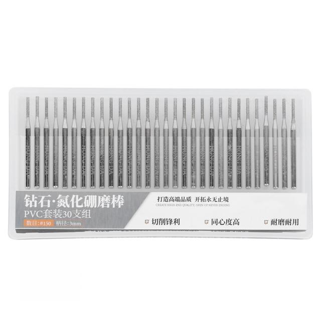 30Pcs Grinding Needle Set Emery Cylindrical Flat Head Electr
