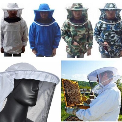 Cotton Hooded Beekeeping Suit Veil Hat Jacket Protective Cov