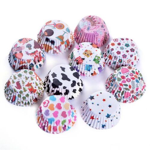 100Pcs Baking Cup Cake Paper Cups Anti-oil Small Cake box Ki