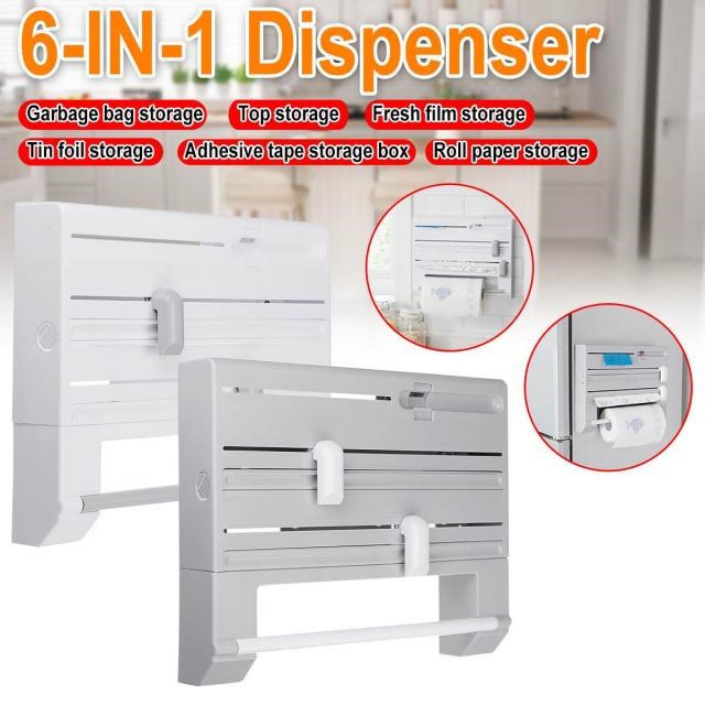 6-IN-1 Wall Mounted Paper Towel Rack Tissue Rack Film Holder