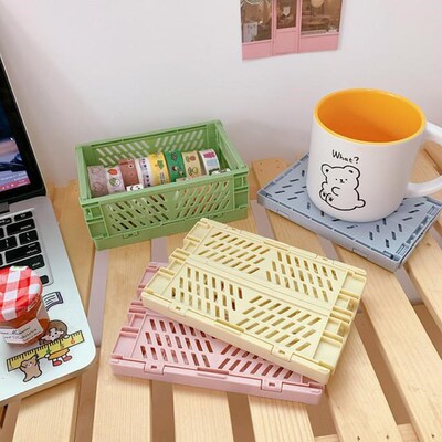 Mini Folding Plastic Storage Box Foldable Plastic Desktop St