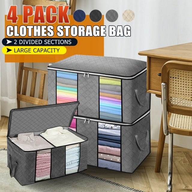 3/4Packs Clothes Storage Box Quilt Storage Bag Travel Portab