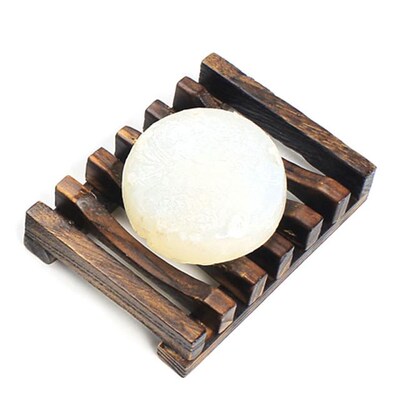 Soap Holder Dish Bathroom Shower Storage Plate Stand Wood Bo