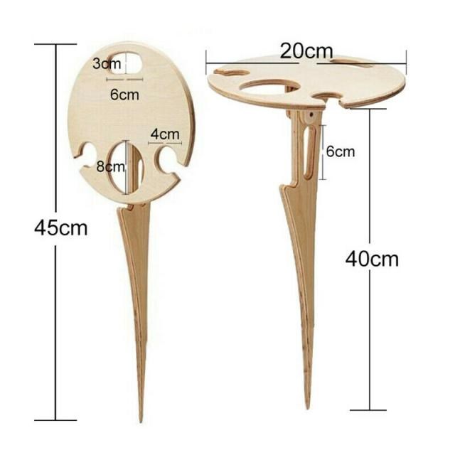 Foldable Mini Outdoor Wine Table With Round Desktop Portable