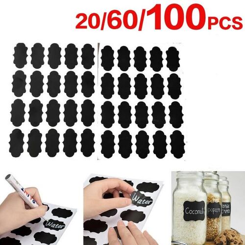 20/60/100Pcs Waterproof Chalkboard Spice Jam Jar Bottle Tags