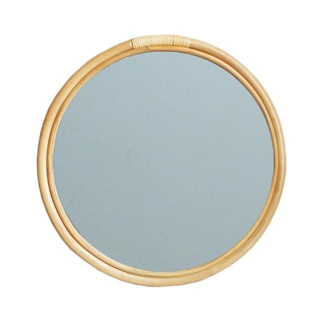 Rattan Circle Wall Mirror 16 Inch Round Dressing Mirror Make