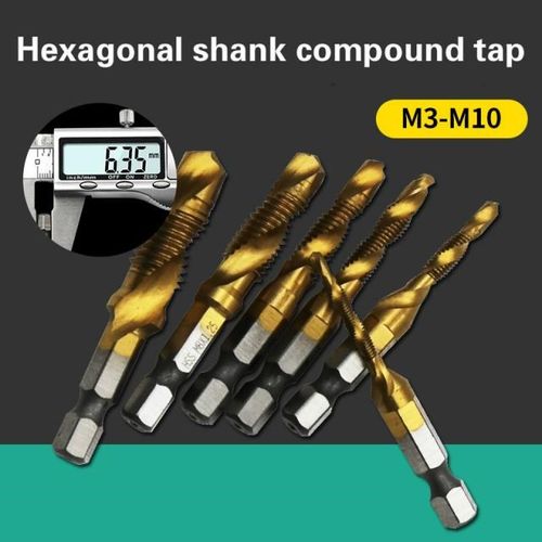 6PCS M3-M10 Screw Tap Drill Bits HSS Taps Woodworking Metric