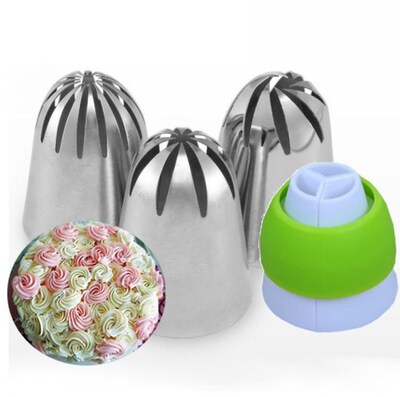 4Pcs/Set Russian Icing Piping Tips Coupler Cupcake Cake Deco
