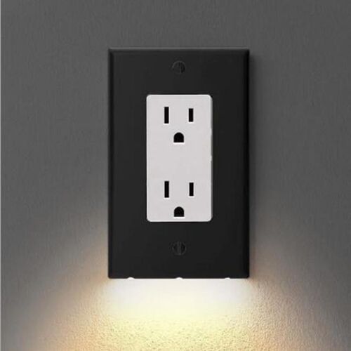 1PC Outlet Wall Plate With LED Night Lights Outlet Cover Dup