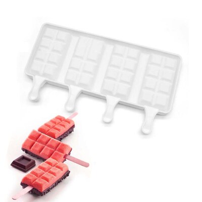 Food Safe Silicone Ice Cream Mold 4 Cell Frozen Juice Popsic