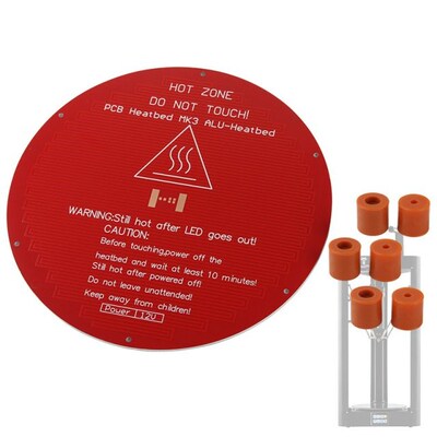 220*220*3mm Red MK3 Round Aluminum Substrate Base Plate with
