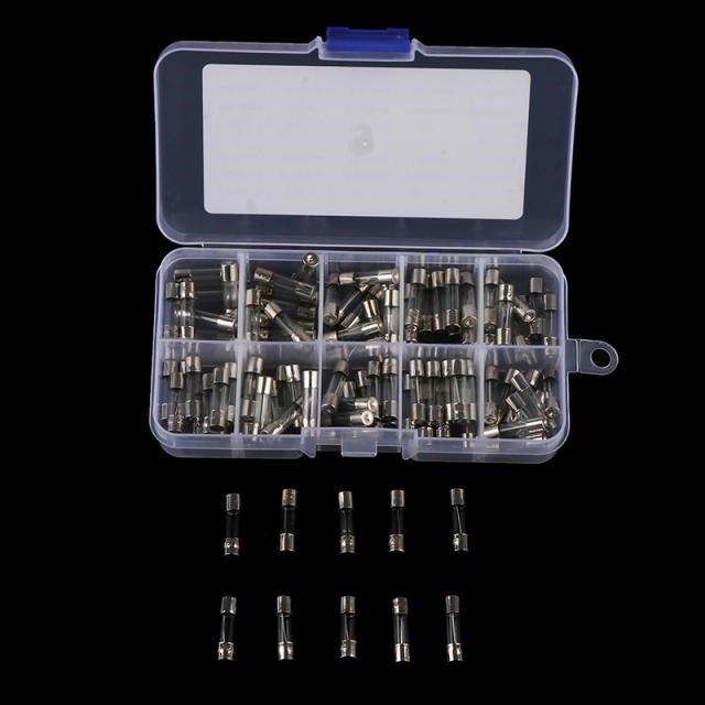 100Pcs/Box 5x20mm Quick Blow Glass Tube Fuse Assorted Kits,F