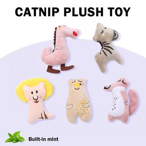 Pet Kitten Cartoon Shape Plush Mint Interactive Chew Bite Cl