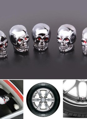 5Pc Skull Tyre Tire Wheel Car Auto Valves Cap Dust Stem Cove