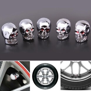 5Pc Skull Tyre Tire Wheel Car Auto Valves Cap Dust Stem Cove