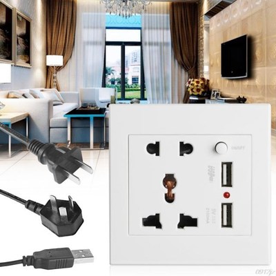 2.1A Dual USB Socket Charger AC/DC Power Adapter Plug Outlet