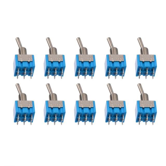 10pcs MTS-202 6-Pin DPDT Switch ON-ON 6A 125V AC Mini Blue E