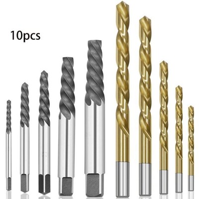 10pcs Cobalt Left Hand Drill Bit set + Broken Bolt Damaged S