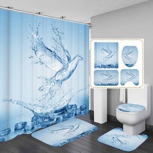 Waterproof Shower Curtain Non-slip Mats Bath Carpets Toilet