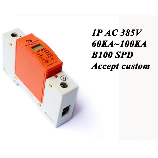 B100-1P 60KA~100KA ~385V AC SPD House Surge Protector Protec