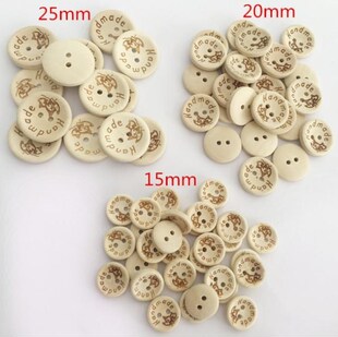 100pcs Love Heart Handmade Wood Wooden Button Sewing Scrapbo