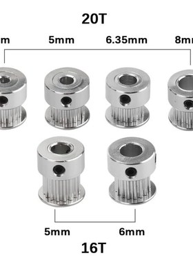 1Pc/5Pcs GT2 Timing Pulley 16 Tooth/20 Teeth Aluminum Bore 4