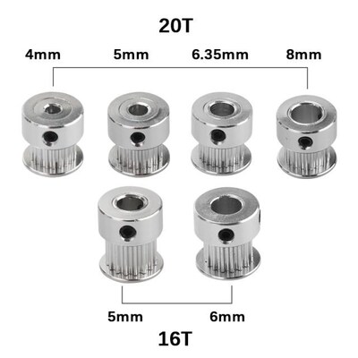 1Pc/5Pcs GT2 Timing Pulley 16 Tooth/20 Teeth Aluminum Bore 4