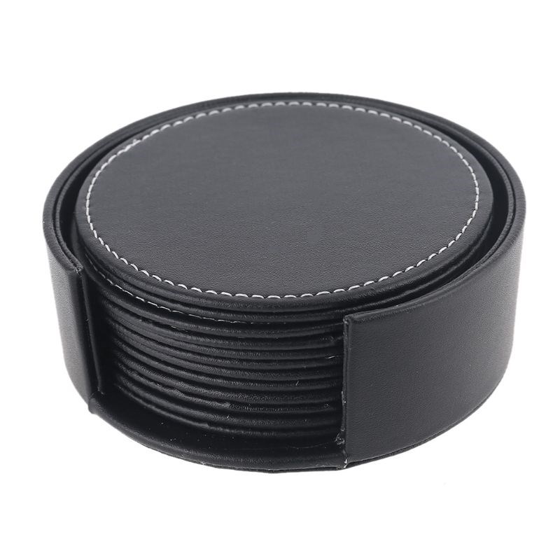 Drink Coasters Set with Holder Round Non-slip Coffee Mug Cup