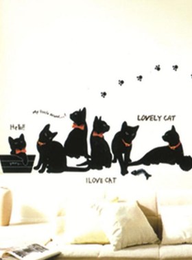 1pc Wall Stickers Wallpaper Animal Cartoon Black  Family